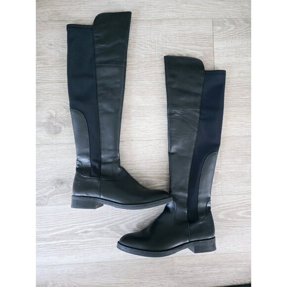 Bronx Black Leather Over The Knee Tall Zipper Winter Womens Riding Boots 41 9 - Picture 1 of 13
